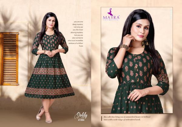 Mayra Goldy 2 Stylist Rayon Gold Print Kurti